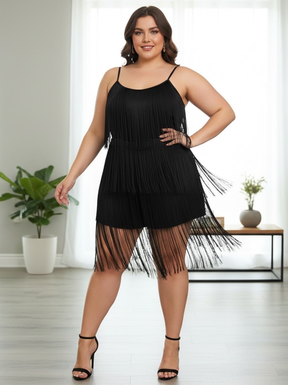 Fashion Nova Black Fringe Romper - Plus Size Party Jumpsuit